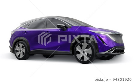 violet electric SUV car of the new generation on a white background. 3d rendering. 94801920