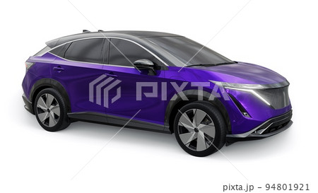 violet electric SUV car of the new generation on a white background. 3d rendering. 94801921