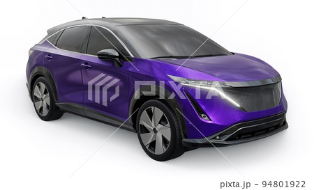 violet electric SUV car of the new generation on a white background. 3d rendering. 94801922