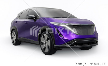 violet electric SUV car of the new generation on a white background. 3d rendering. 94801923