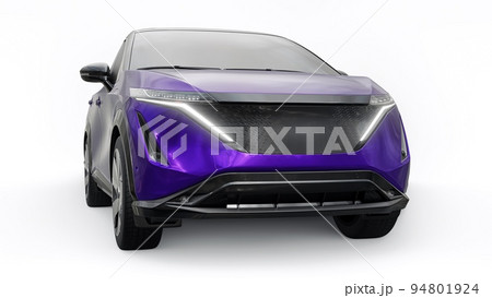 violet electric SUV car of the new generation on a white background. 3d rendering. 94801924