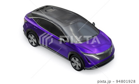 violet electric SUV car of the new generation on a white background. 3d rendering. 94801928