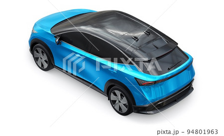 Blue electric SUV car of the new generation on a white background. 3d rendering. Blue electric SUV car of the new generation on a white background. 3d rendering. 94801963