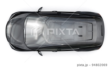 Black electric SUV car of the new generation on a white background. 3d rendering. Black electric SUV car of the new generation on a white background. 3d rendering. 94802069