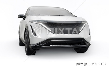 White electric SUV car of the new generation on a white background. 3d rendering. White electric SUV car of the new generation on a white background. 3d rendering. 94802105
