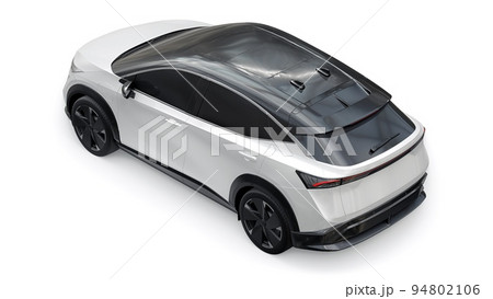 White electric SUV car of the new generation on a white background. 3d rendering. White electric SUV car of the new generation on a white background. 3d rendering. 94802106