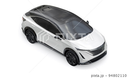White electric SUV car of the new generation on a white background. 3d rendering. White electric SUV car of the new generation on a white background. 3d rendering. 94802110