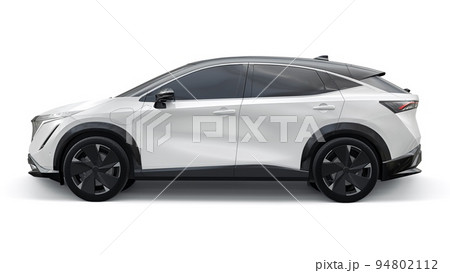 White electric SUV car of the new generation on a white background. 3d rendering. White electric SUV car of the new generation on a white background. 3d rendering. 94802112