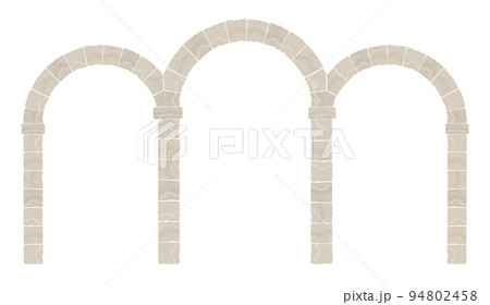 Arch in the wall of beige cut stone 94802458