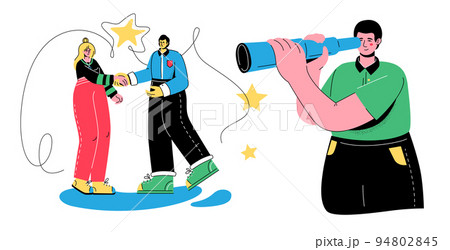 Bright future - colorful flat design style banner with trendy characters Bright future - colorful flat design style banner with trendy characters 94802845