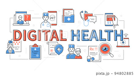 Digital health - line design style modern banner 94802885