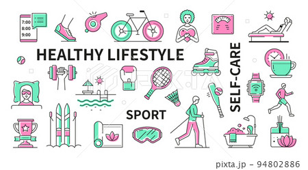 Healthy lifestyle - line design modern icon set 94802886