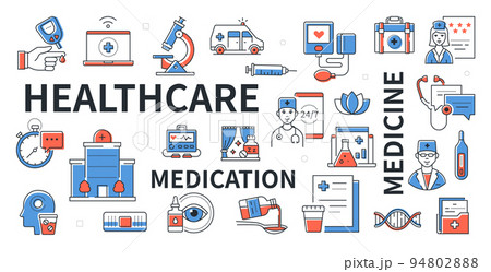 Healthcare and medicine - line design icon set Healthcare and medicine - line design icon set 94802888