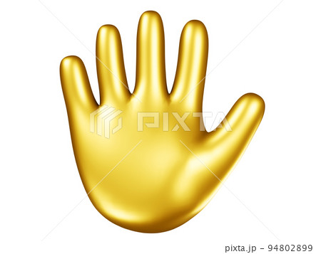 金色の開いた手、挙手やストップ等のハンドサインのイラスト素材
