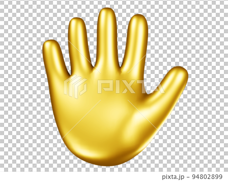 金色の開いた手、挙手やストップ等のハンドサインのイラスト素材