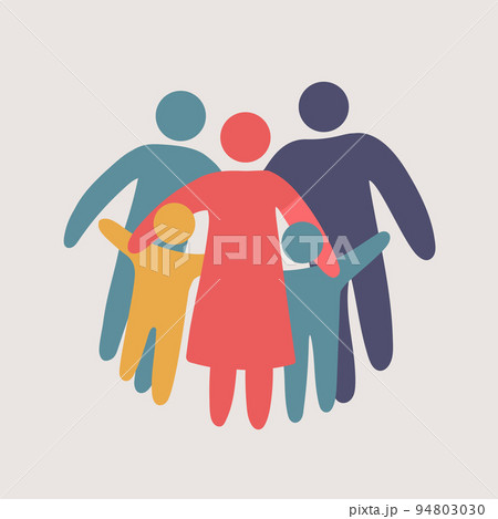 Family silhouettes. Happy family icon multicolored  94803030