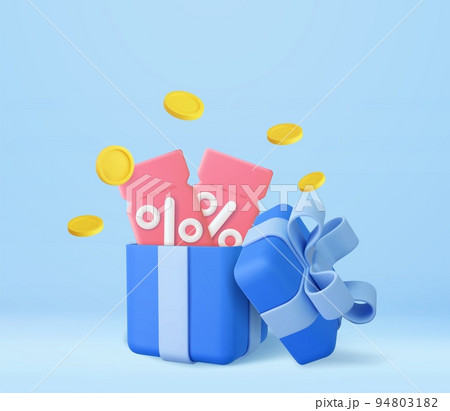 3D open gift box surprise, earn point concept, loyalty program and get rewards 3D open gift box surprise, earn point concept, loyalty program and get rewards 94803182