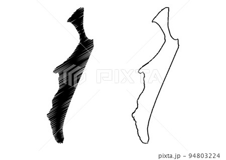 Fraser island (Queensland, Commonwealth of Australia) map vector illustration, scribble sketch K'gari or Gari map 94803224