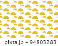 The yellow fan pattern has a seamless repeating bottom hanging pattern for the design background. Yellow fan pattern for design work. 94803283