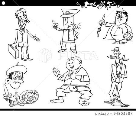 cartoon people characters and occupations set coloring page cartoon people characters and occupations set coloring page 94803287