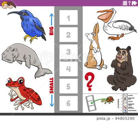 educational game with big and small cartoon animals 94803290