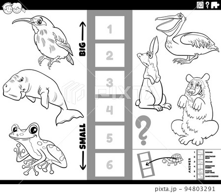 biggest and smallest cartoon animal game coloring page biggest and smallest cartoon animal game coloring page 94803291