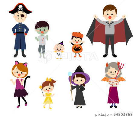 ハロウィン仮装をする家族 94803368
