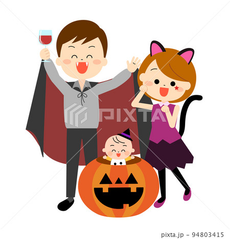 ハロウィン仮装をする家族 94803415