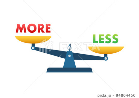 More and less balance on the scale. Balance on scale. Business Concept. vector illustration. 94804450