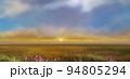 Sunset in steppe background illustration 94805294