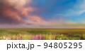 Sunset evening in steppe background illustration 94805295