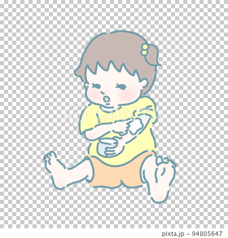 薬を塗る女の子(パステルカラー) 薬を塗る女の子(パステルカラー) 94805647