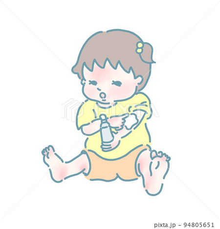 薬を塗るアトピーの女の子(パステルカラー) 94805651