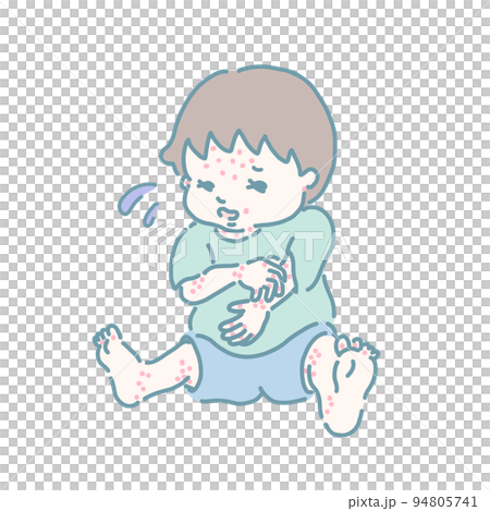 アトピーを掻きむしる男の子(パステルカラー) 94805741