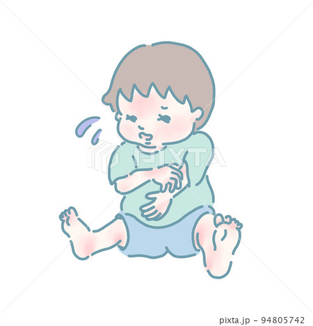 アトピーを掻きむしる男の子(パステルカラー) 94805742