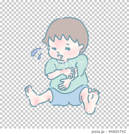 男孩抓特應性(柔和的顏色) 男孩抓特應性(柔和的顏色) 94805742