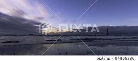 Sunset on Crosby Beach in winter, Crosby, UK 94806236