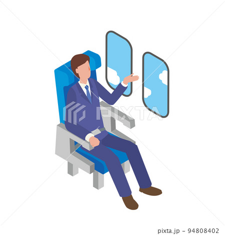 飛行機の乗客と機内からの窓の景色 94808402