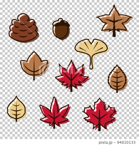 Doodle style illustration set of fallen leaves Doodle style illustration set of fallen leaves 94810133