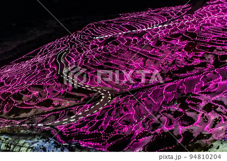 石川県輪島市　ライトアップに輝く白米千枚田 94810204