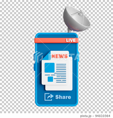 3d rendering online news application on smartphone. 94810364