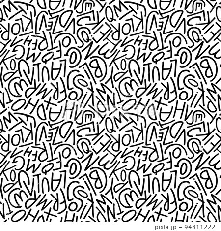 Vector seamless pattern with simple line letters.のイラスト素材 [94811222] - PIXTA