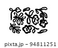 Abstract black flowers in naive style collection. 94811251