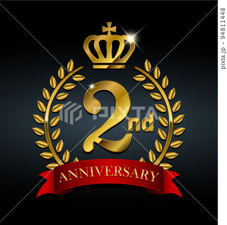 メタリックなリース・月桂樹 イラスト (アニバーサリー・記念日) / 2nd, 2周年 94811448