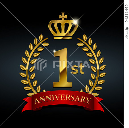 メタリックなリース・月桂樹 イラスト (アニバーサリー・記念日) / 1st, 1周年 94811449