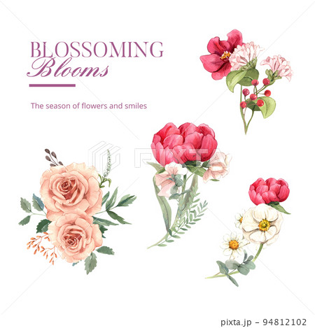 Bouquet template with gorgeous flower moody concept,watercolor style 94812102