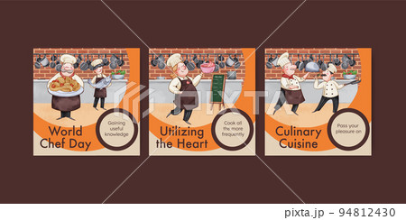 Banner template with chef day concept,watercolor style 94812430