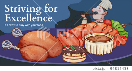 Blog header template with chef day concept,watercolor style 94812453