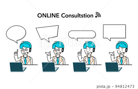 リモートワーク　医師イラスト 94812473