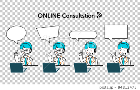 リモートワーク　医師イラスト 94812473